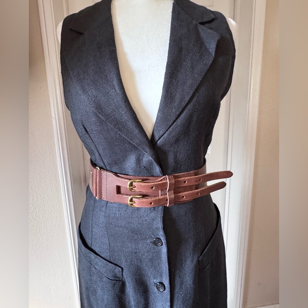 Ralp Lauren leather wide saddle  belt - Picture 11 of 12